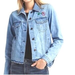 Gap 1969 Raw Hem Icon Denim Jacket‎ Light Blue Wash Size Large